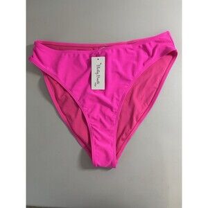 Blushing Brunette Women's High Rise Bikini Bottom SO3 Hot Pink XL New